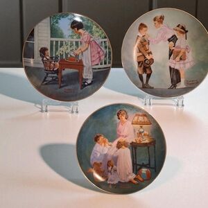 Norman Rockwell 3 Saucer Set Classic Porcelain